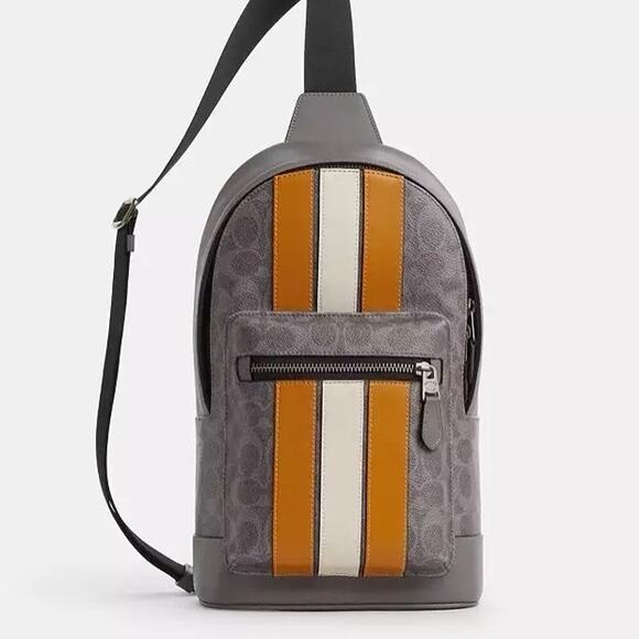 NWT Coach West Pack In Signature Canvas With Varsity Stripe CV923 - Picture 4 of 7